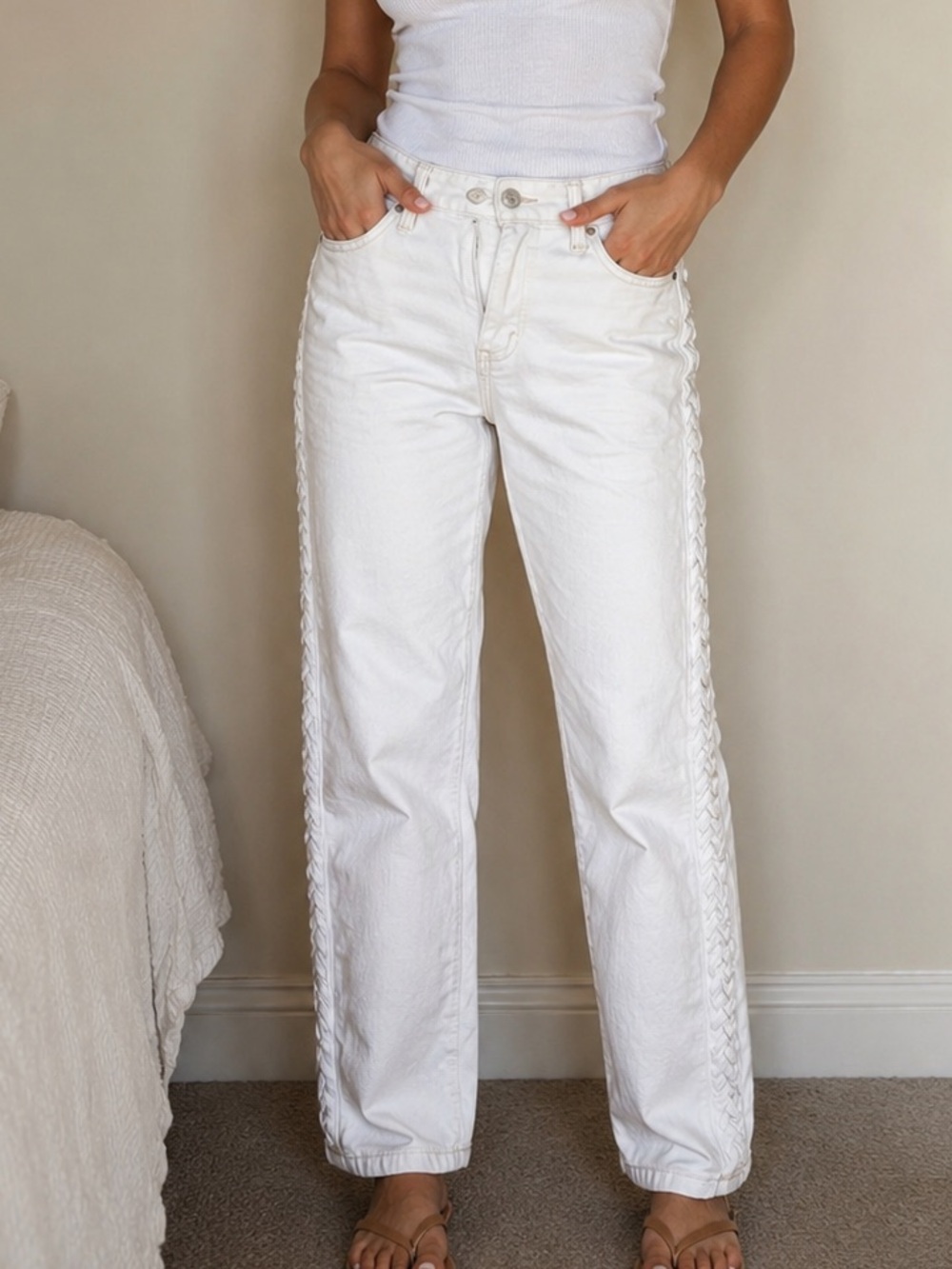 Judy Blue White Braided Side Jeans 9/29